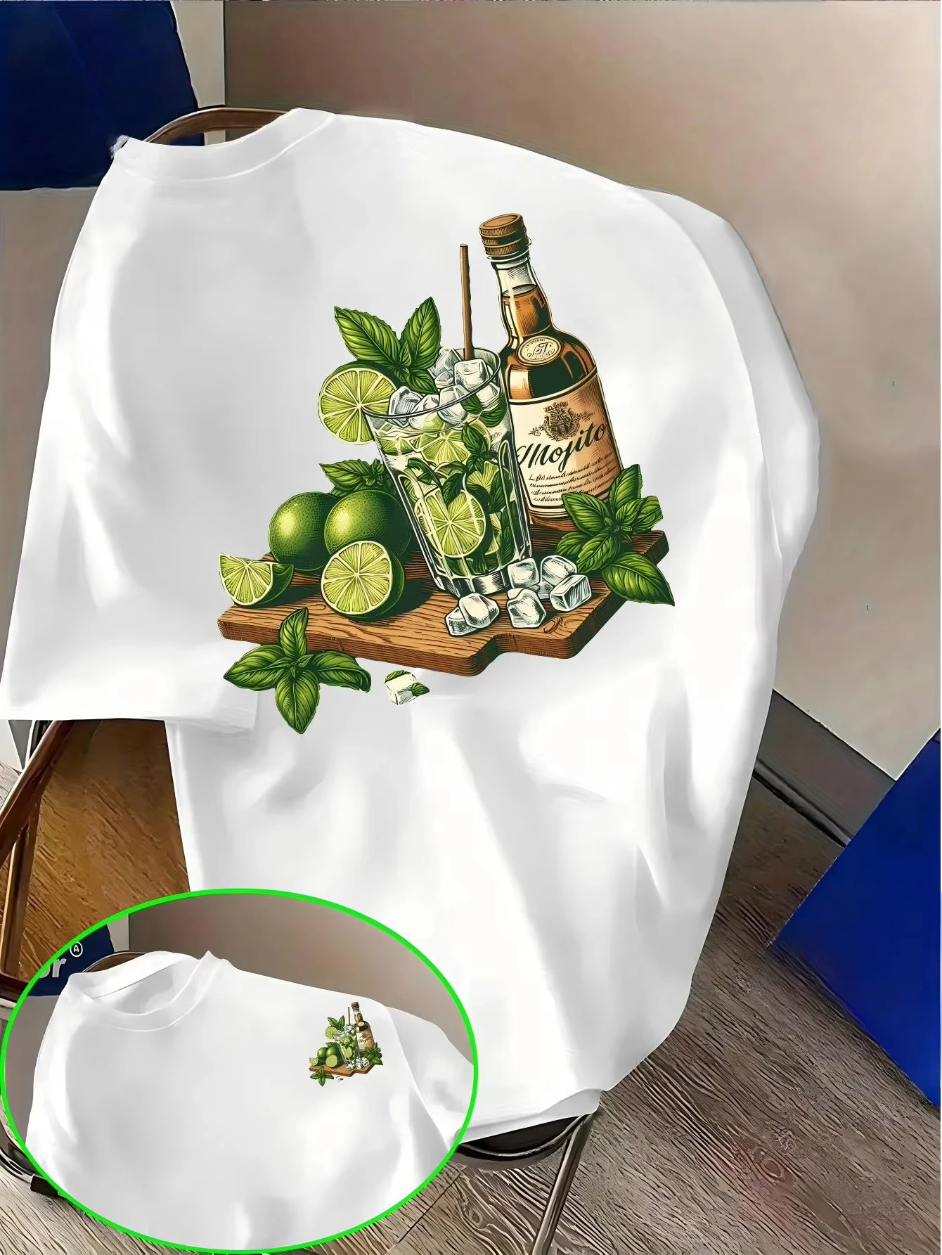 Unisex Mojito Cocktail Graphic T‑Shirt Vintage Lime Mint Drink Print Short Sleeve Tee Casual Party Top For Men Women