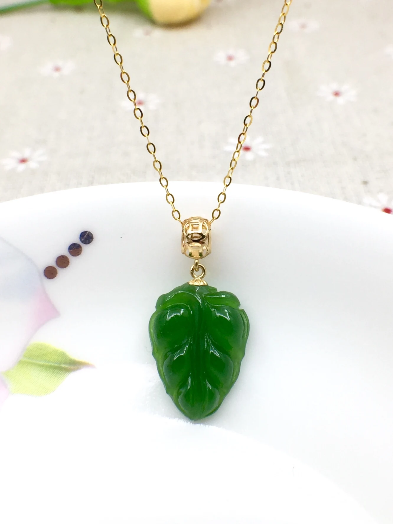 SHILOVEM 18k YELLOW gold Natural green Jasper pendants  none  necklace fine Jewelry women wedding gift 12*15mm yzz1215689by