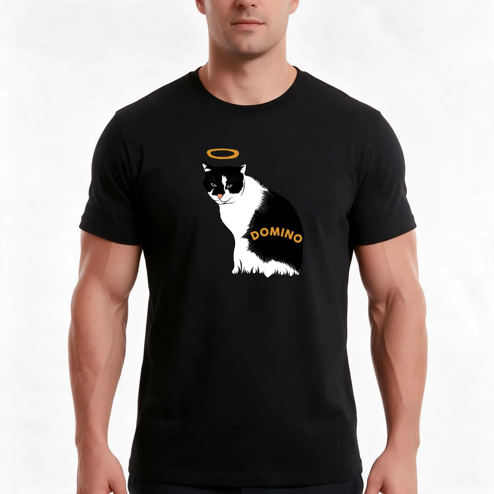 domino the cat ut austin T-Shirt Summer Casual Cotton Tee Oversized Streetwear Tops Vintage Graphic Print Unisex Men Women