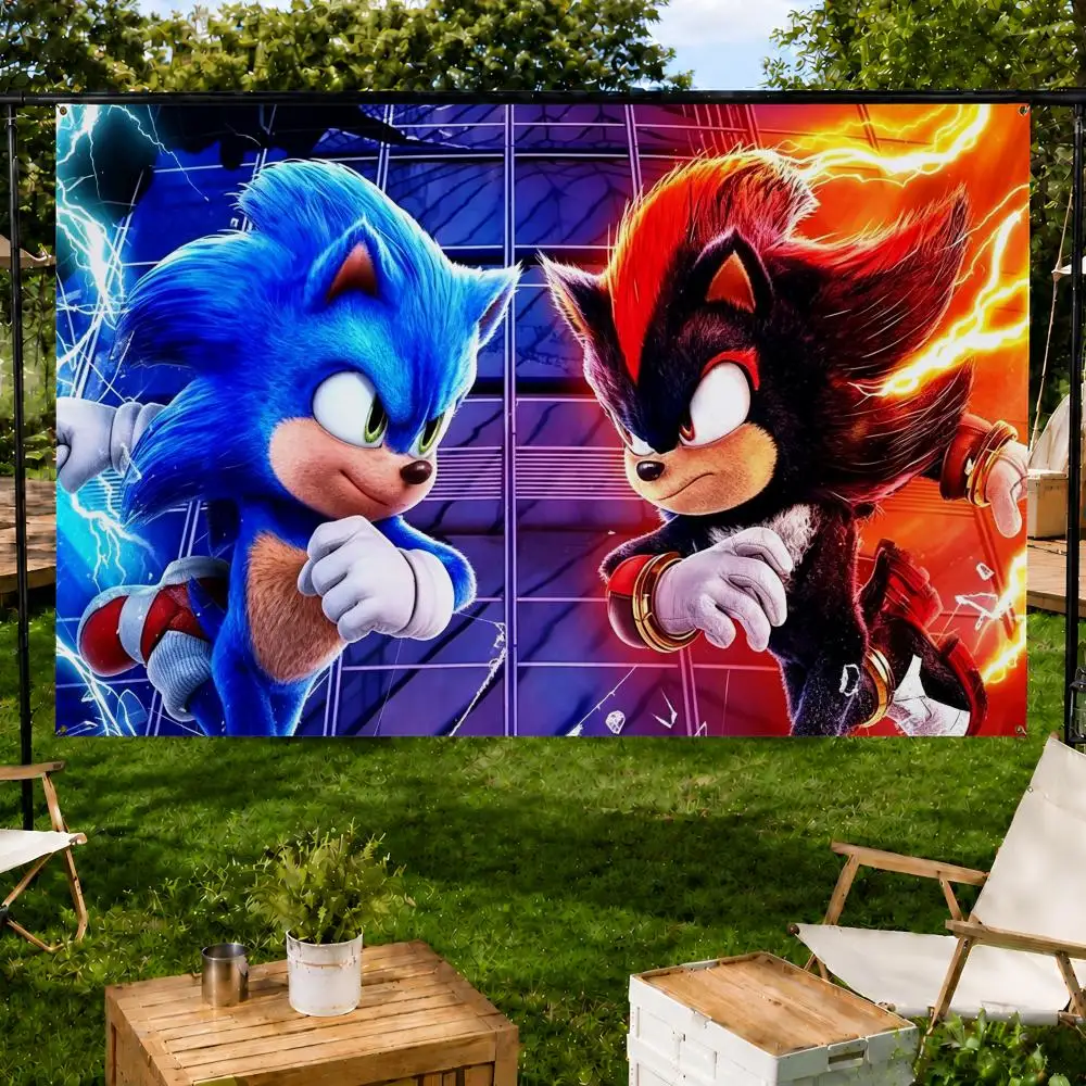 Retro Game S-Sonic Hedgehog Flags Fan support, home, dormitory, wall decoration, outdoor camping, party banners, gifts