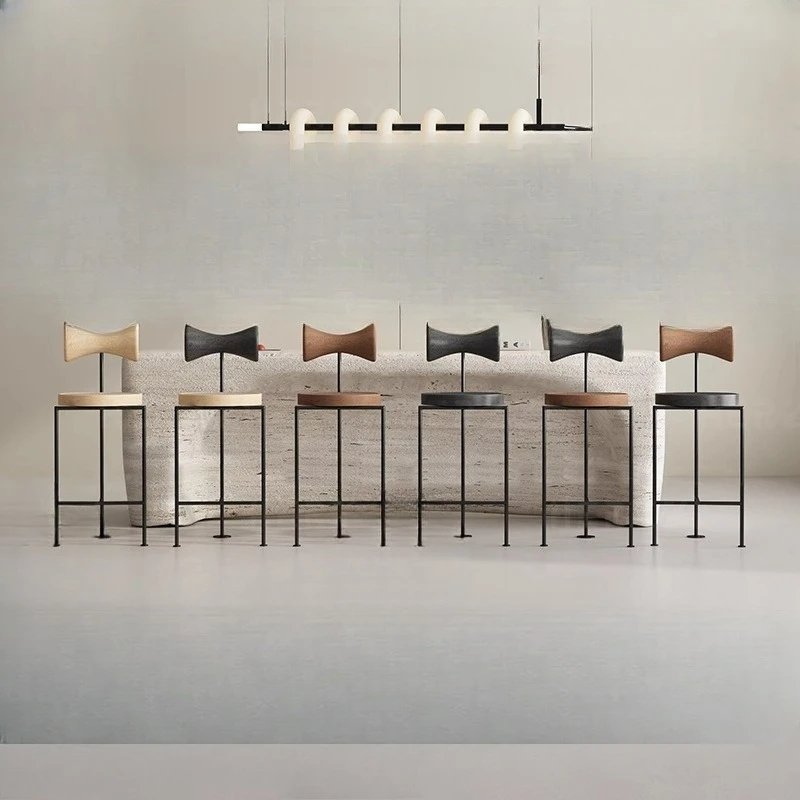 이탈리아 미니멀리스트 단단한 나무 바 의자 가정용 아일랜드 벤치