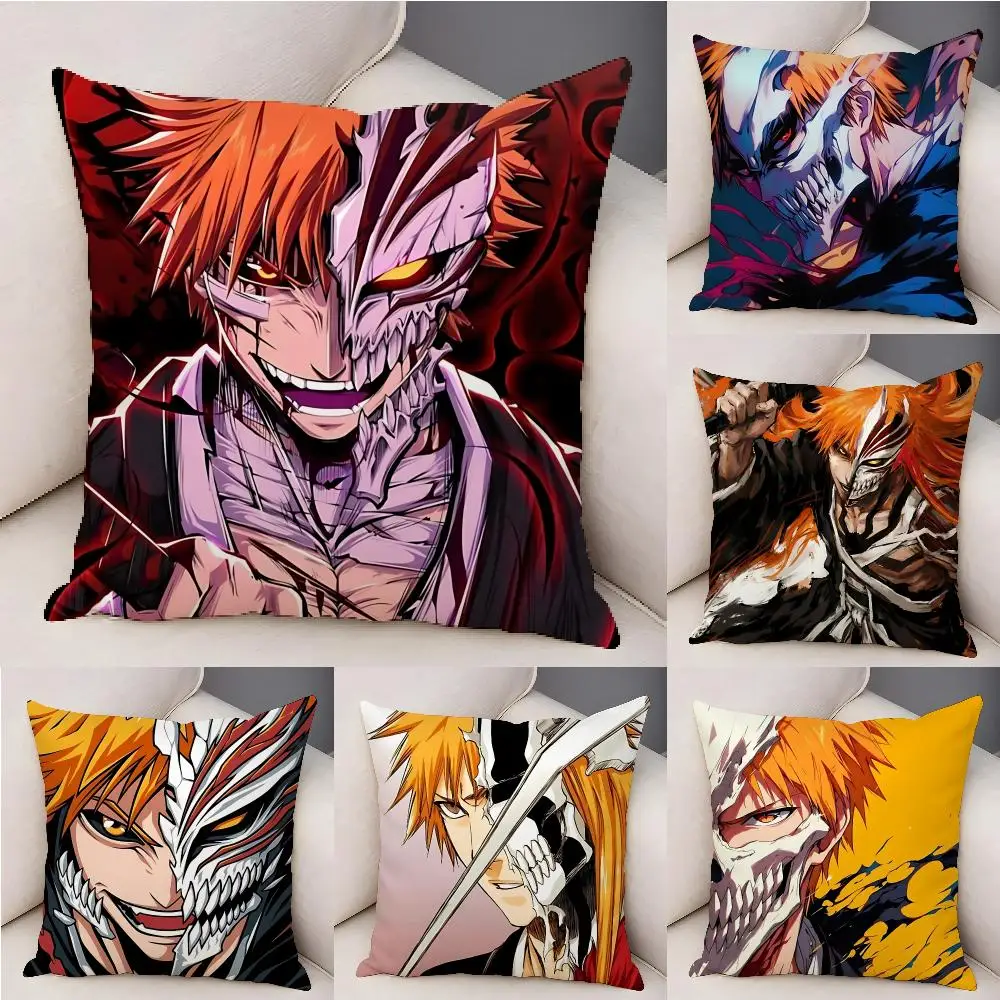 Hot Anime B-bleach Kurosaki Ichigo Cushion Cover Plush Decorative Pillow Case With Hidden Zipper Fashion Room Decor For Home