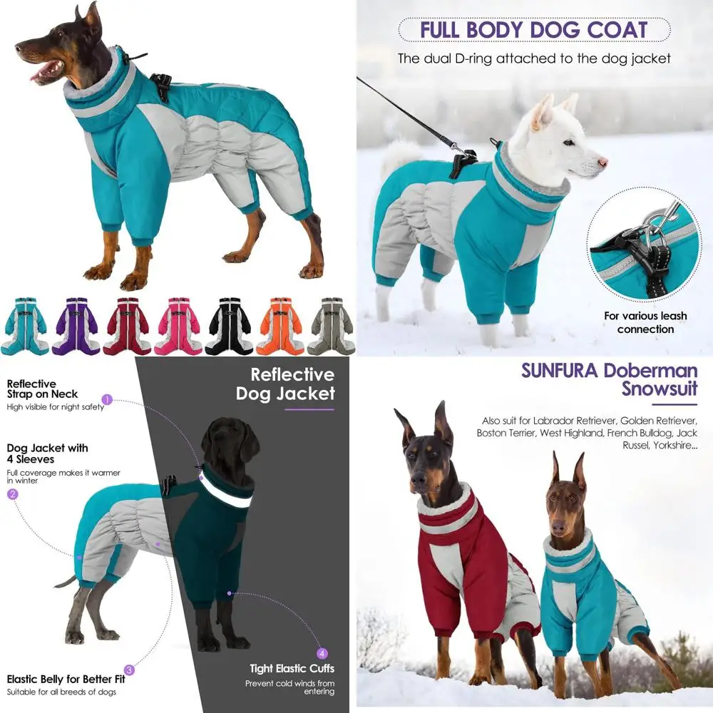 

Зимняя флисовая куртка для очень больших собак с водолазкой, светоотражающий зимний комбинезон, ветрозащитная куртка-пуховик с ножками для догадок, Tur