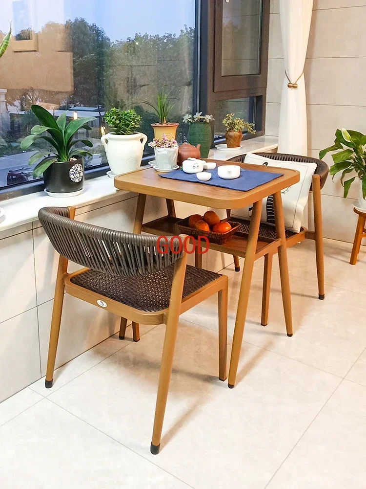 Balcony Small Table and Chair Leisure Rattan Chair Simple Coffee Table Balcony Tea Table and Chair