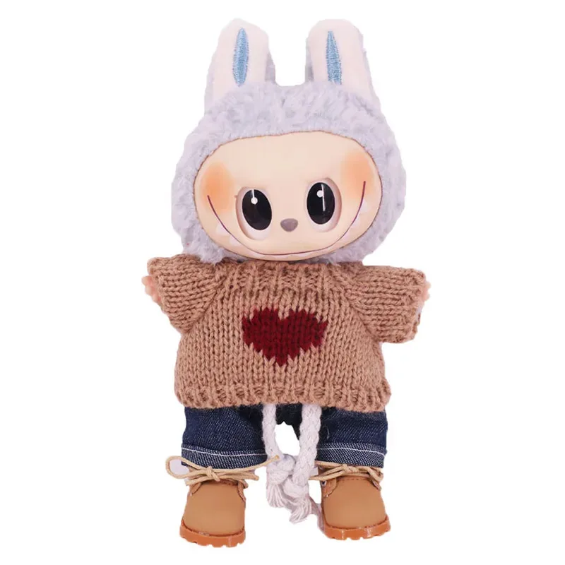 Labubu Doll Clothes Accessory Sweater+Denim Shorts Pant  Set Dress Up Replacement