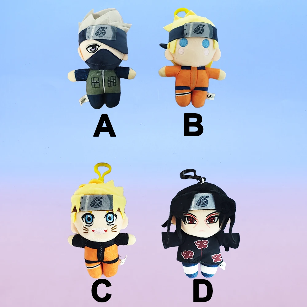 Muñecos de peluche de Naruto para niños, Sasuke, Kakashi, Itachi, llavero Kawaii, bolsa periférica de Anime, colgante, juguetes de peluche, regalo de cumpleaños, 10cm