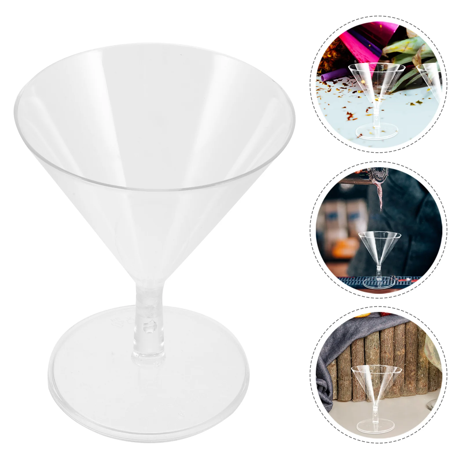 8 Pcs Disposable Wineglass Cups Glasses Whiskey Cocktail Plastic Abs Reusable Martini