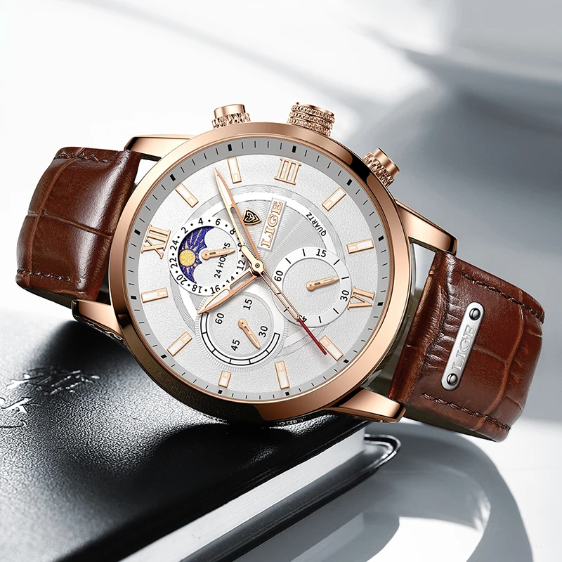 LIGE Business Mens Watch Casaul Fashion Luxury Watches For Men Waterproof Luminous Chronograph Quartz Wristwatches Reloj Hombre