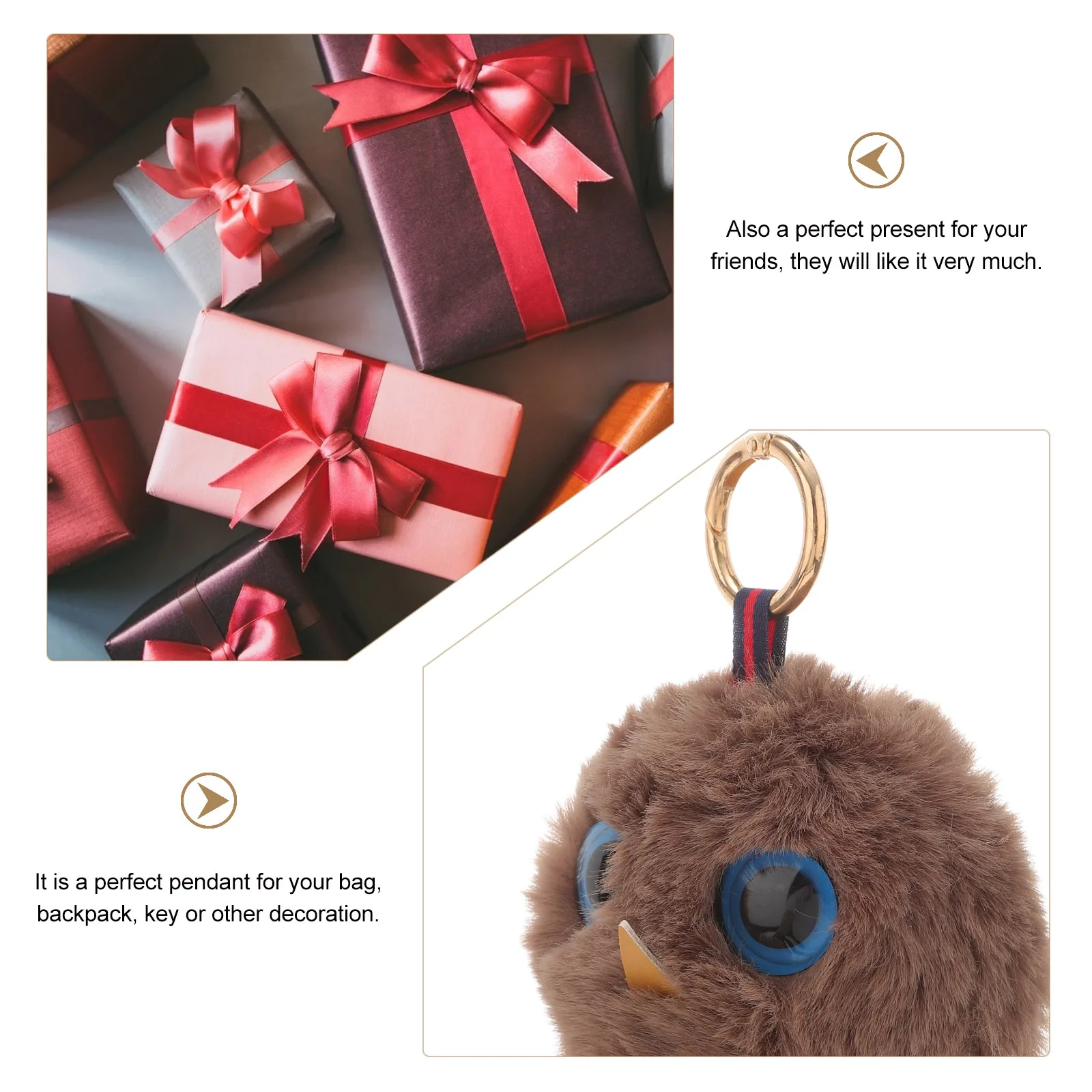 

Owl Keychain Coffee Color Durable Key Ring For Bag Backpack Key Holder Unique Decoration Graduation Gift Women Girls