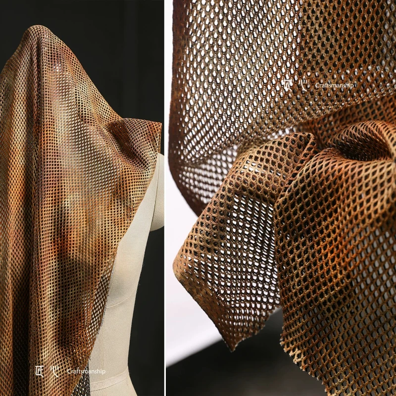 Stretchy Gradient Mesh Knit Fabric Rusty Sunset Mottled Gorgeous Vintage Fashion Style for Dress DIY Fabrics for Sewing