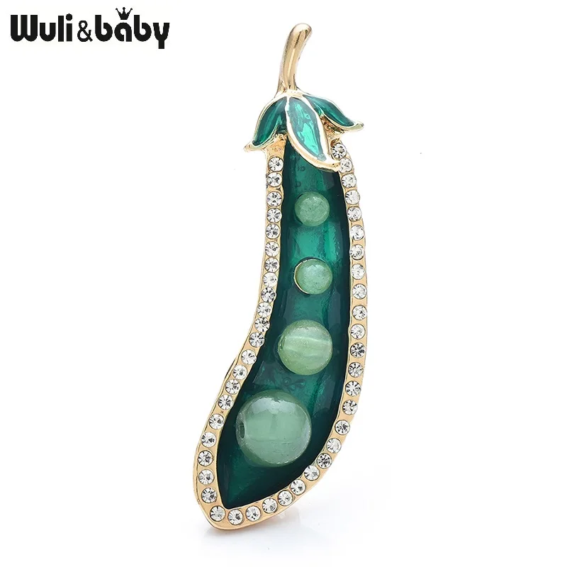 

Wuli&baby Lovely Pea Brooches For Women Men Enamel Beads Vegetables Plants Party Causal Brooch Pins Gifts