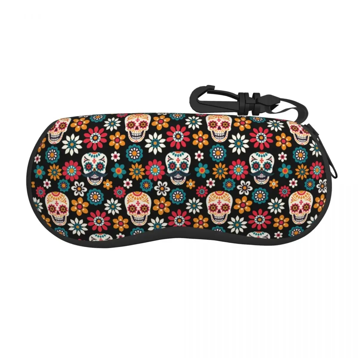 Mexican Sugar Skull Eyeglass Glasses Case Men Women Soft Halloween Day Of The Dead Sunglasses Protective Pouch