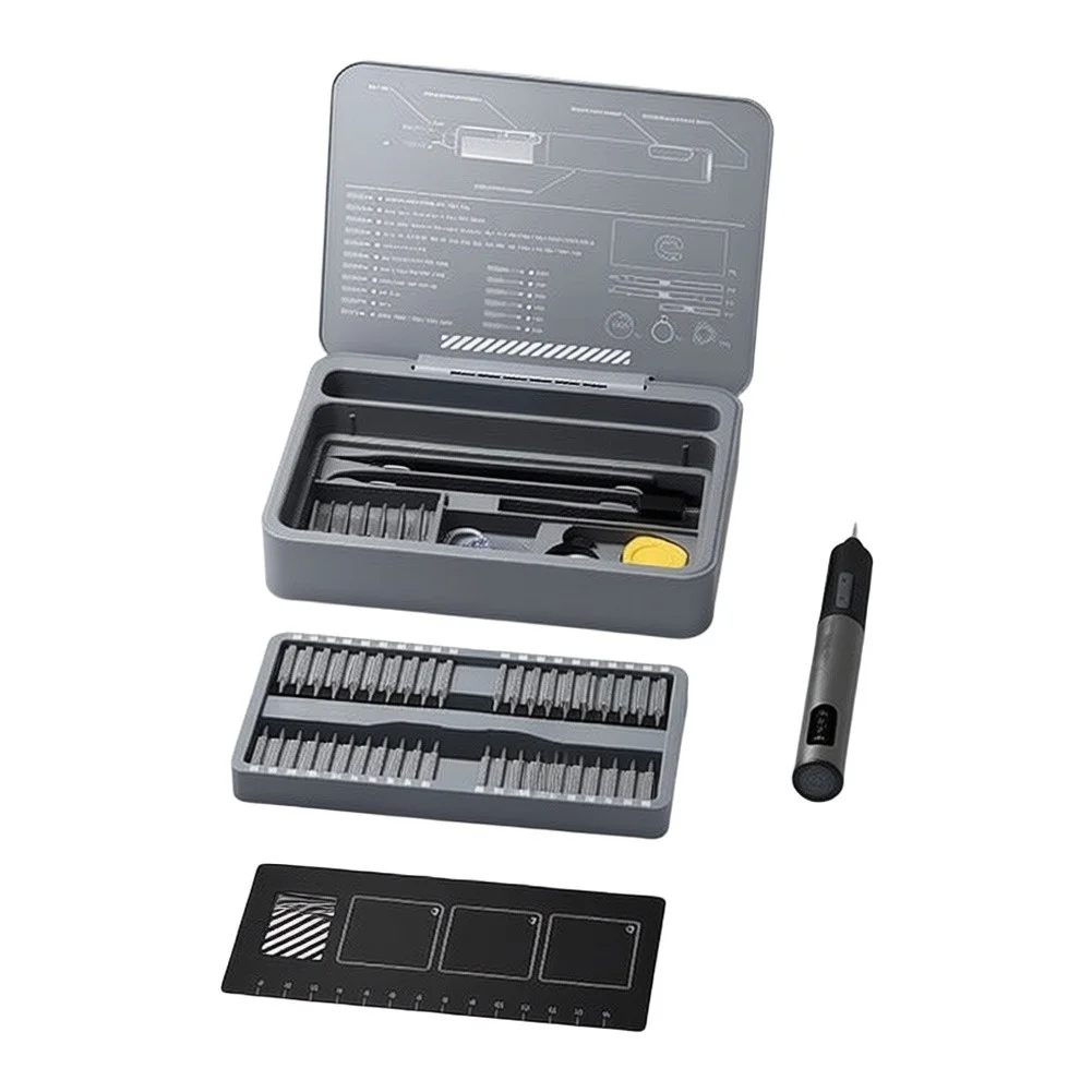 95-Piece Electric Screwdriver Set with Brushless Motor 3 Torque Settings and Organized Layout for Efficient Electronics Repairs