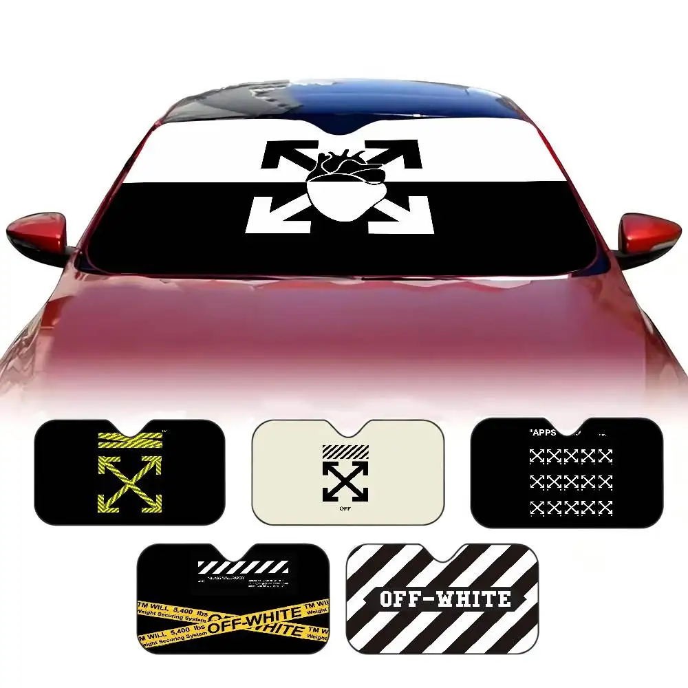 O-Off B-Black White Stripe Windshield Sun Shade for Car SUV Truck Front Window Sun Shade Accessory Visor Protector Shield Cover