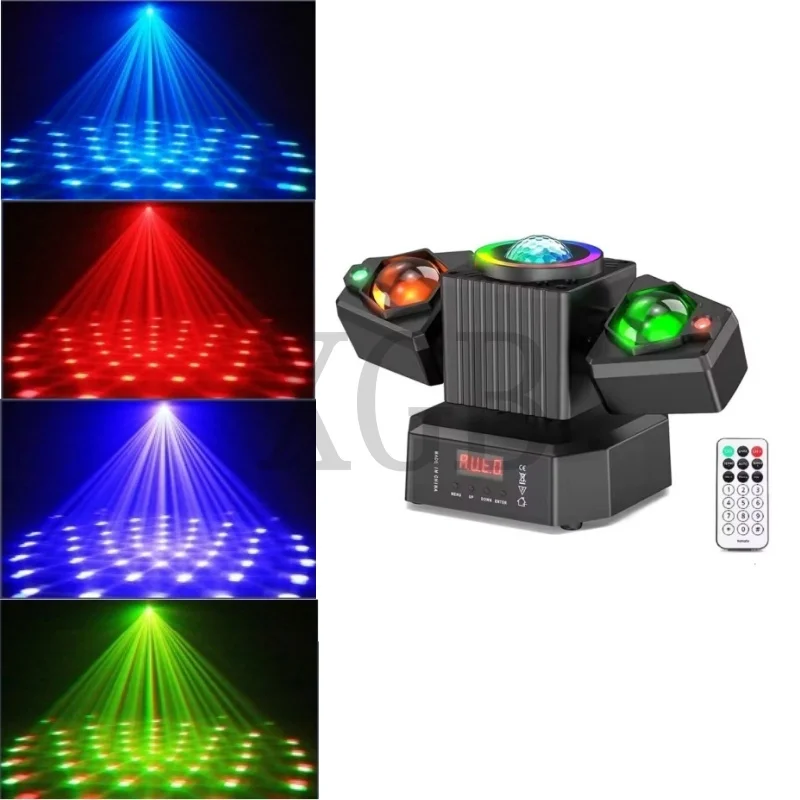 

Disco LED Beam Moving Head Light Wireless Remote Colorful Magic Ball Laser Stage Lighting with Light Strip DJ Sound Party Lights