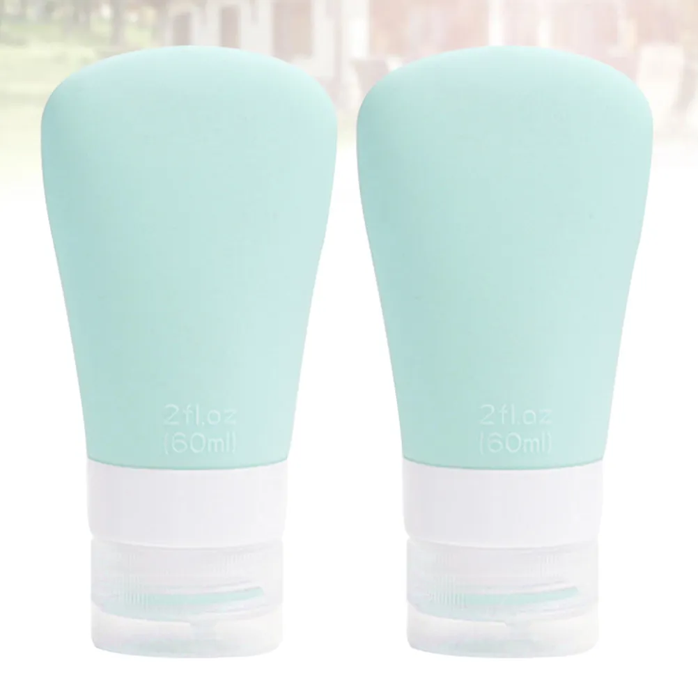 

2Pcs Portable Silicone Dispensers Makeup Bottles Leakproof Travel Storage Gel Containers Squeeze Blue 60ml