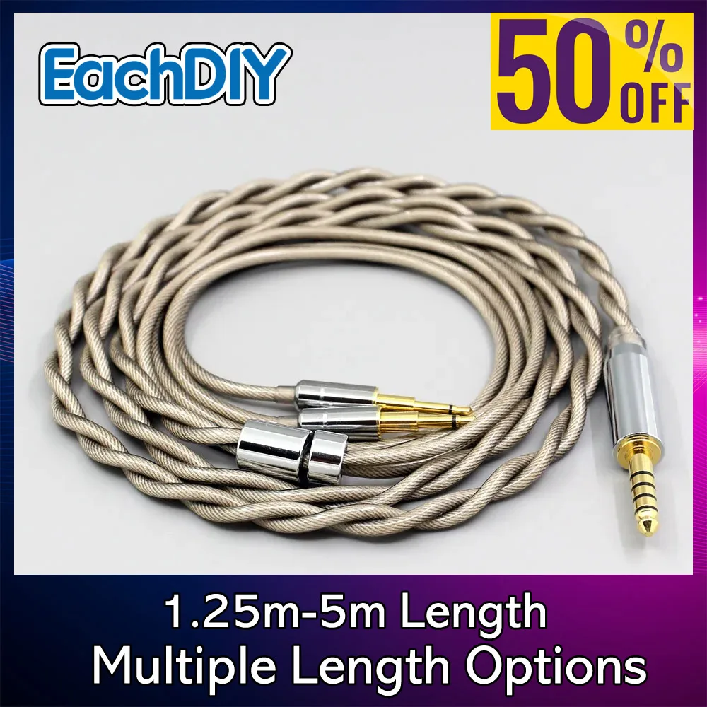 7n 756 Core OCC Litz Plated Type6 Silver Earphone Cable For Hifiman HE560 HE-350 HE1000 XiaoMi Headphone 2.5mm pin 7853