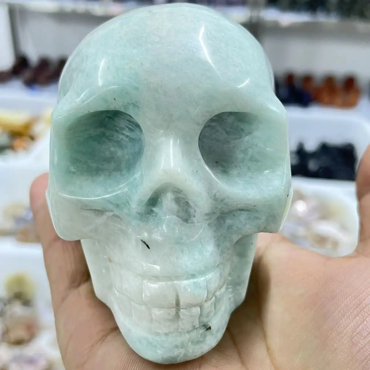 

Natural turquoise stone bone spirit meditation stone Sorcery skull stone Feng Shui crystal