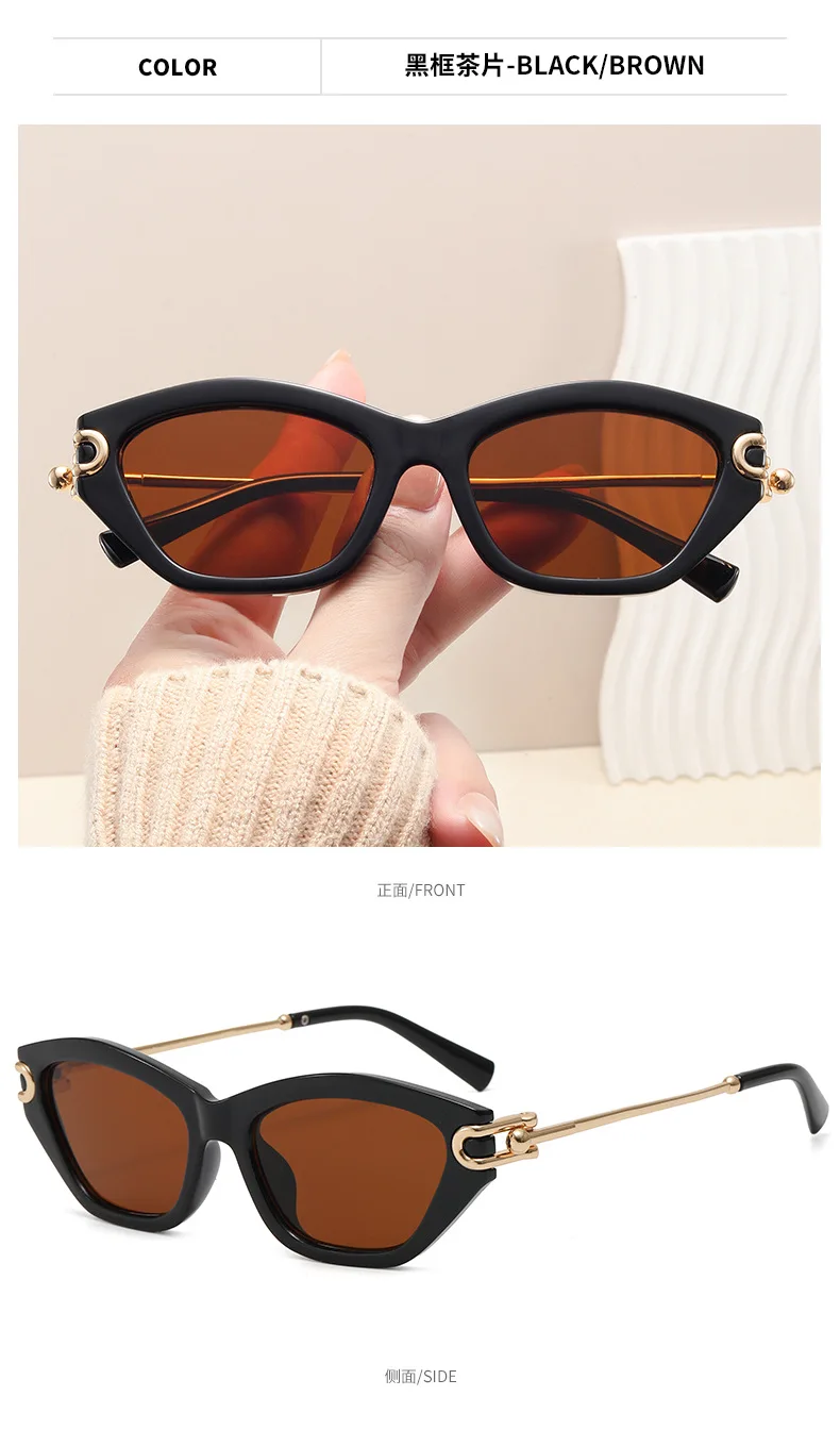 Vintage Elegante Patchwork Cat-Eye-Knoten-Sonnenbrille für Damen Neue Mode Legierung Quadratische Verlaufsgläser Damen-Fahrbrille – Detail 11