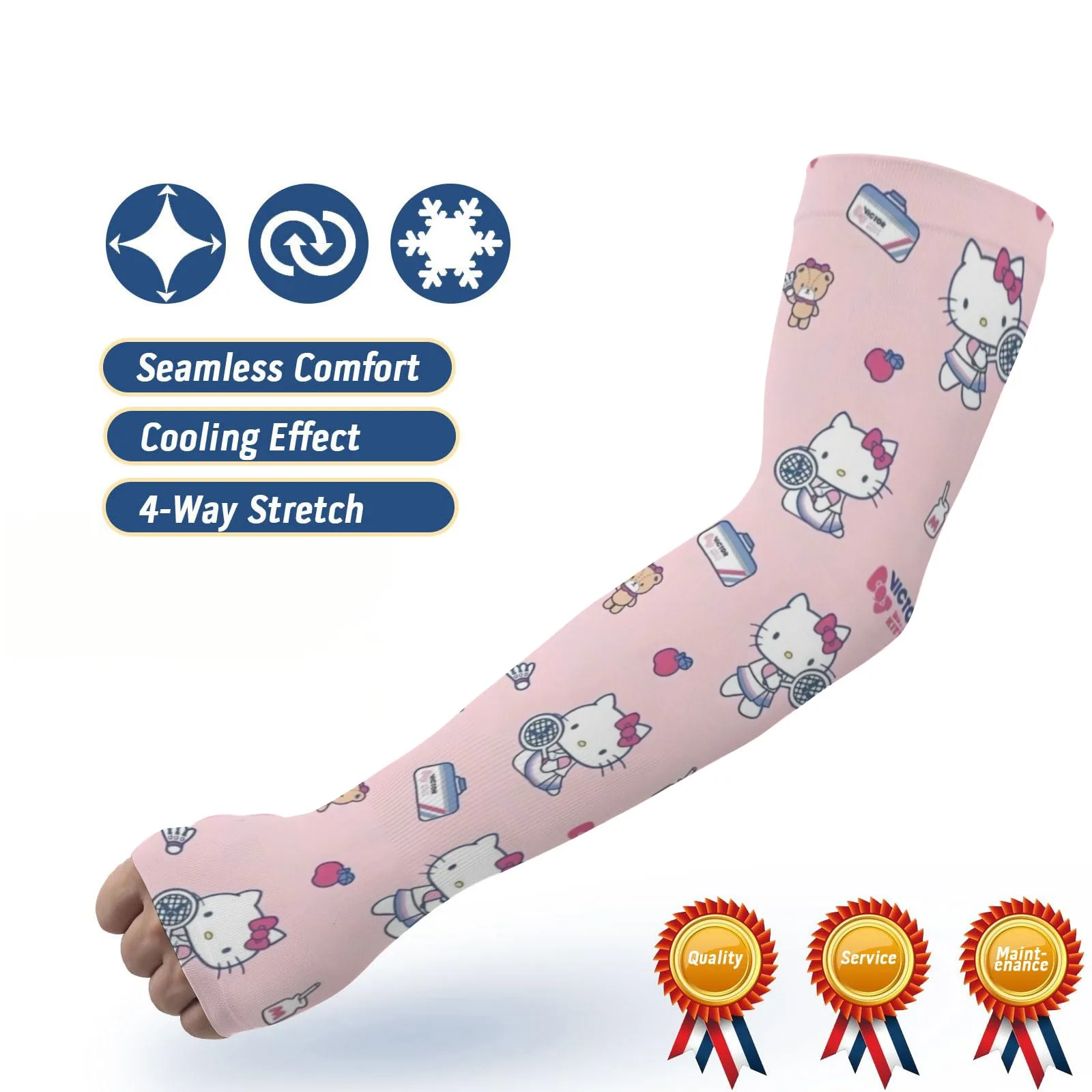 กีฬา Hello Kitty Sanrio น่ารักที่ปรับแต่งได้ - ปลอกแขนน้ําแข็งธีม - ป้องกันแสงแดด ระบายอากาศได้ดี และแห้งเร็วสําหรับไลฟ์สไตล์ที่กระตือรือร้น