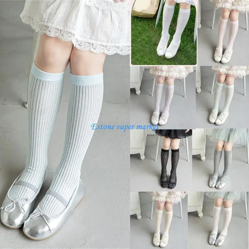 

090B Breathable and Comfortable Children's Socks for 3-13T Girls Calf Length Hosiery