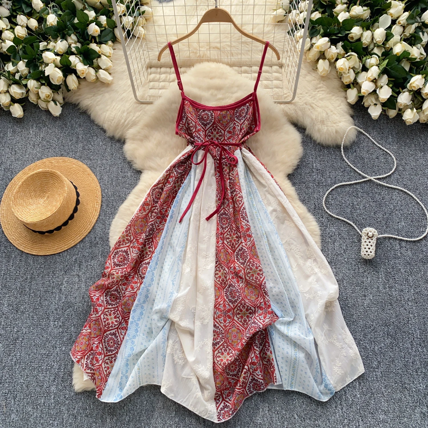 女性のためのボヘミアンカットアウトニットパッチワークドレス,スリムフィット,ビーチドレス,カジュアルでソフト,ヴィンテージでシック,韓国のファッション,夏