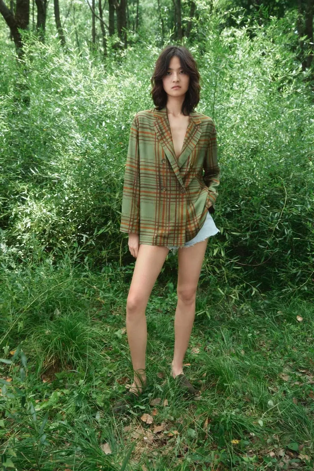 

BB6740 2025 autumn new women's button closure belt decoration lapel long sleeved suede casual suit jacket 43417472