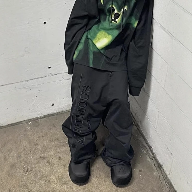 

HoodbyAir Floor-Length Hooded Sweatpants Loose Fit Cotton Youth Faion mid Waist Long Trousers for Teenagers