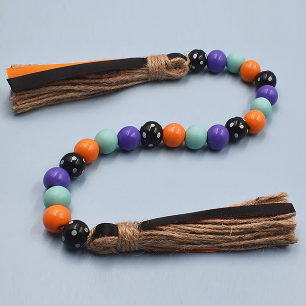 

2pcs Wooden Beads Garland Tassel Rustic Wall Hanging Decor Home Party Beaded String Festival Tiered Tray Decoration Crafts Wood