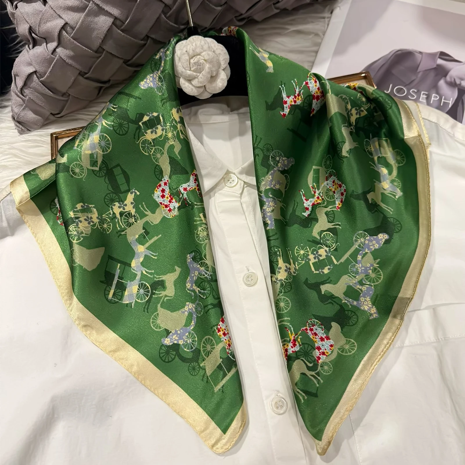 

BYSIFA| Spring Green Women's Silk Square Scarves Headscarf Winter Fashion 100% Pure Silk Neck Scarf Purse Silk Scarf 53*53cm
