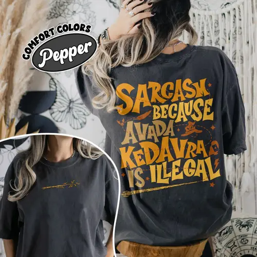 Imagen 2 del producto Camisa Retro holgada de algodón 100%, sarcasmo porque Avada Kedavra es ilegal, camiseta escolar de mago, ropa de fantasía, Top Y2K