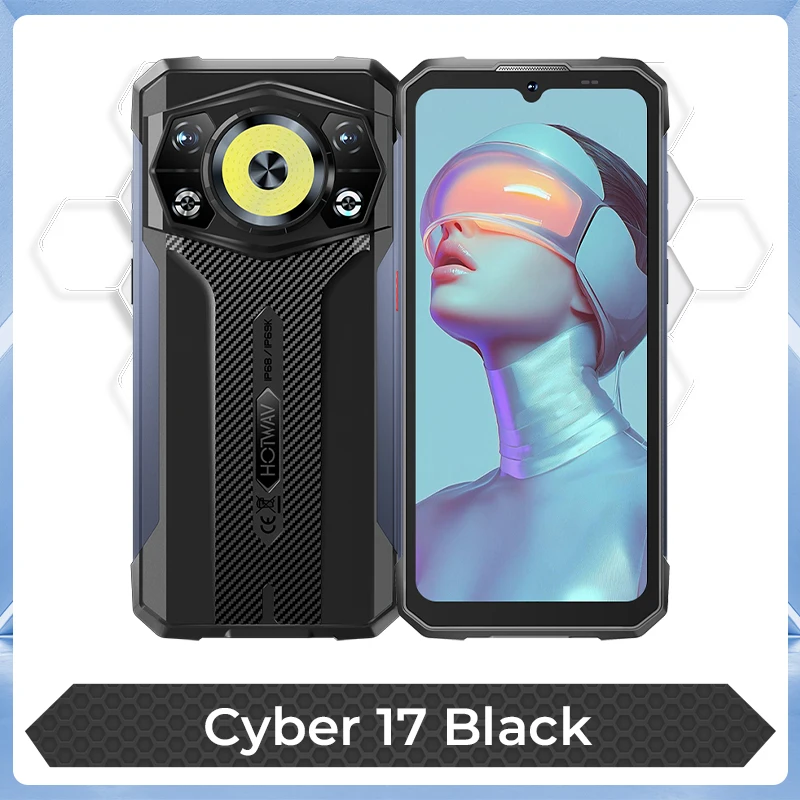 HOTWAV Cyber 17 Robuuste Smartphone Android 16 6.75'' 120Hz RGB Dynamisch Licht Mobiele Telefoon 350LM 6200mAh 20W 6GB 128GB Mobiel