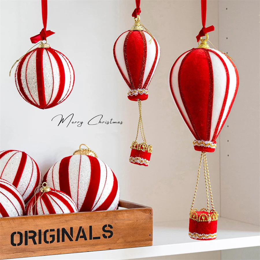 Christmas Decoration Red And White Foam Ball Hot Balloon Pendant Christmas Tree Decoration Pendant Christmas Scene Layout