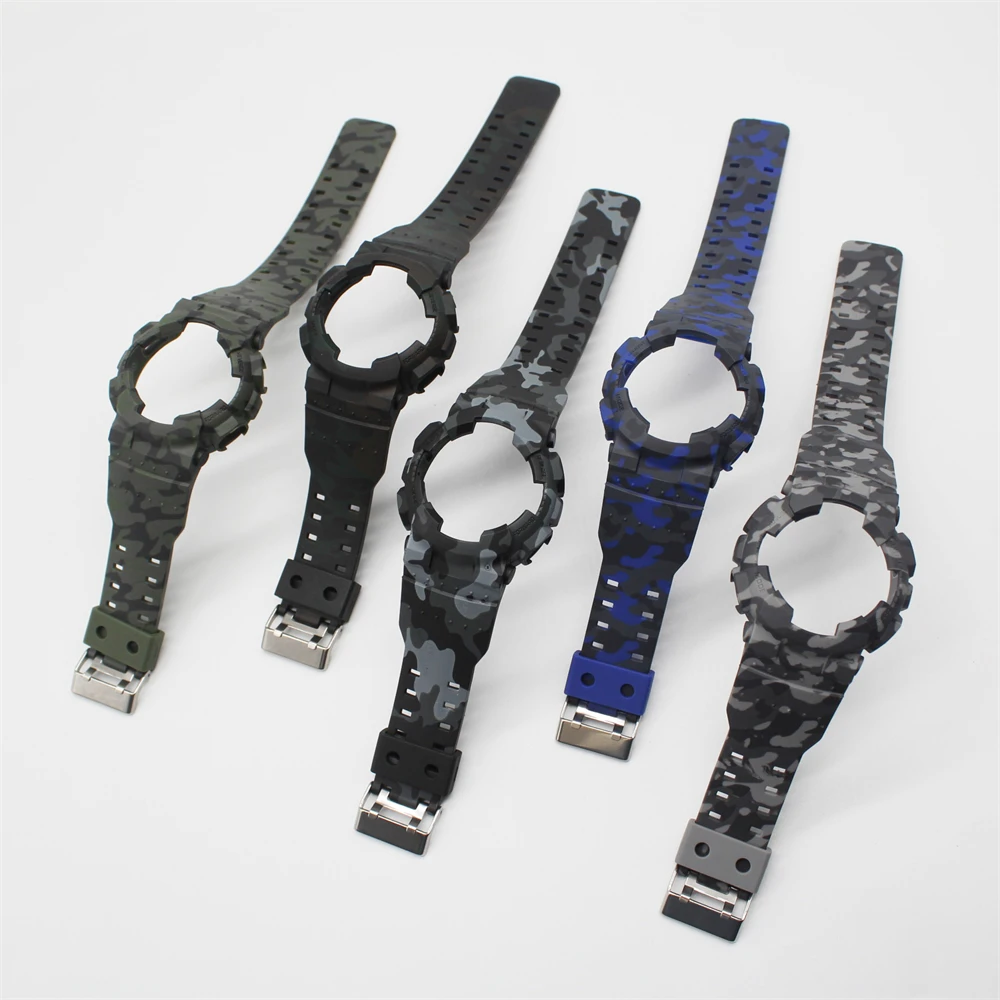 Camouflage Integrated set Bezel and Strap for Casio G-SHOCK GA100 GA110 GA120 GA14 Watchband Waterproof Watch Band