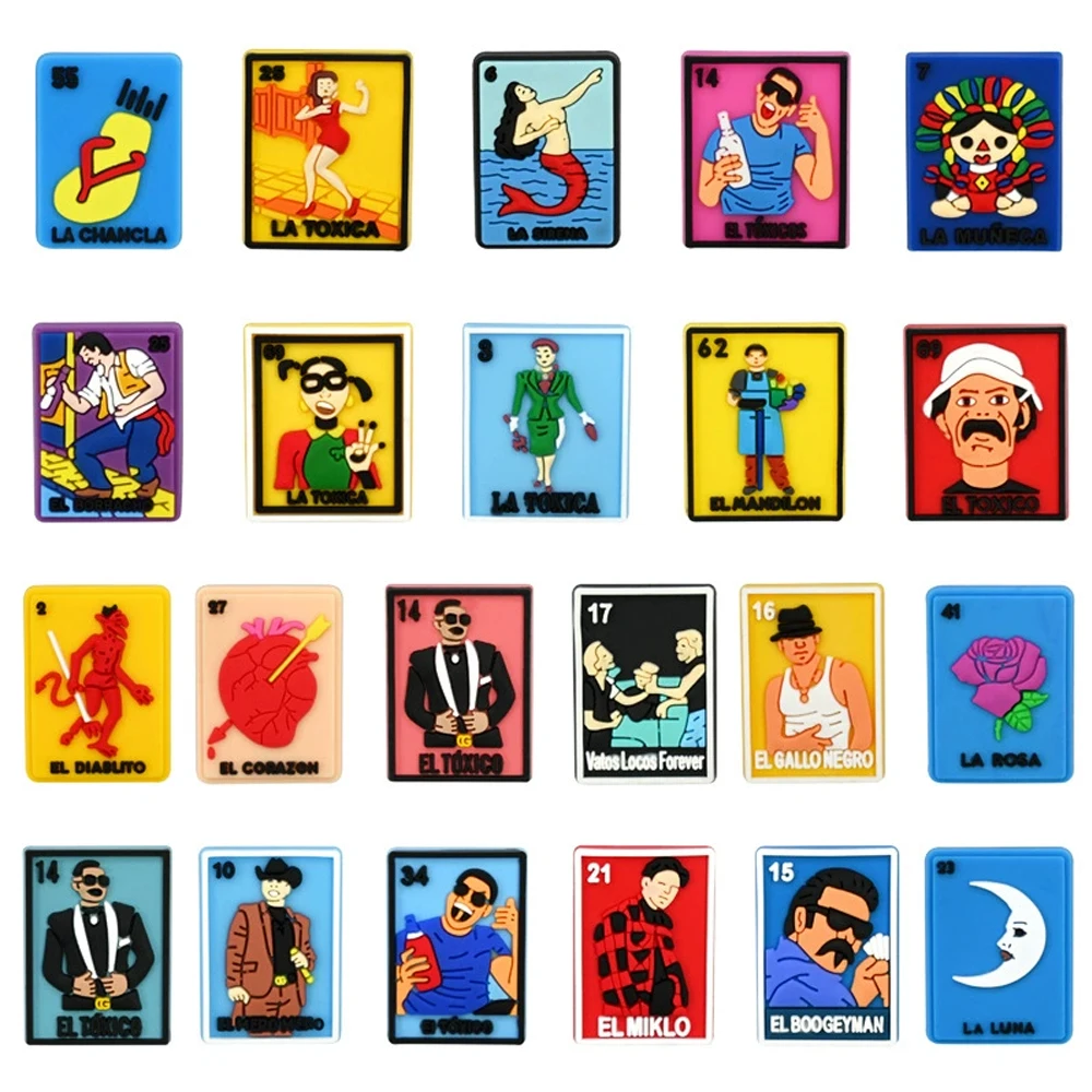 Cartoon 22PCS Mexico style Shoe Charm Wholesale PVC beach bag Wristband Decor Buckle Sandal Detachable Waterproof To Xmas Gift