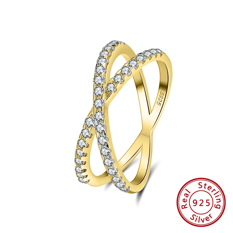 DOREMI Sterling Silver Materials Women Mom Gift Jewelry Pure Silver Double Row Diamond Zircon Cross Ring