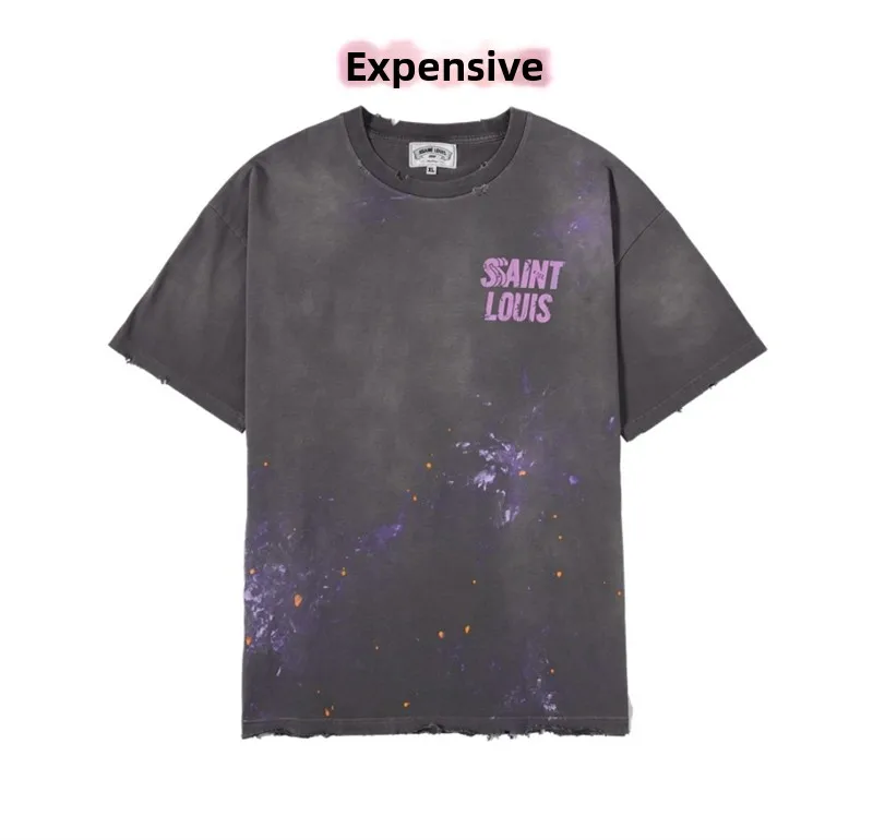 

Saint Louis American Trendy Brand Worn ort Sve Loose Couple T-irts Summer Youth round Ne Print Casual Tops