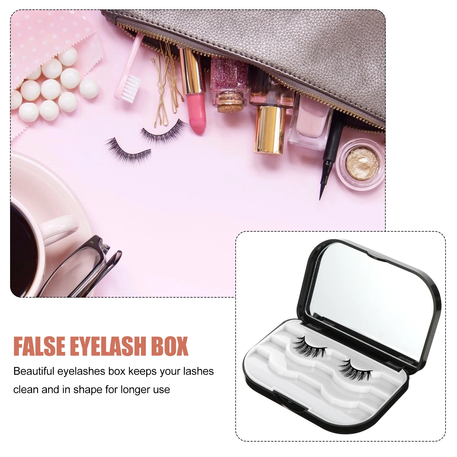 

1Pcs Eyelash Container with Reusable False Lash Storage Box Organize Multiple Pairs Space Saving Eyelash Storage Holder