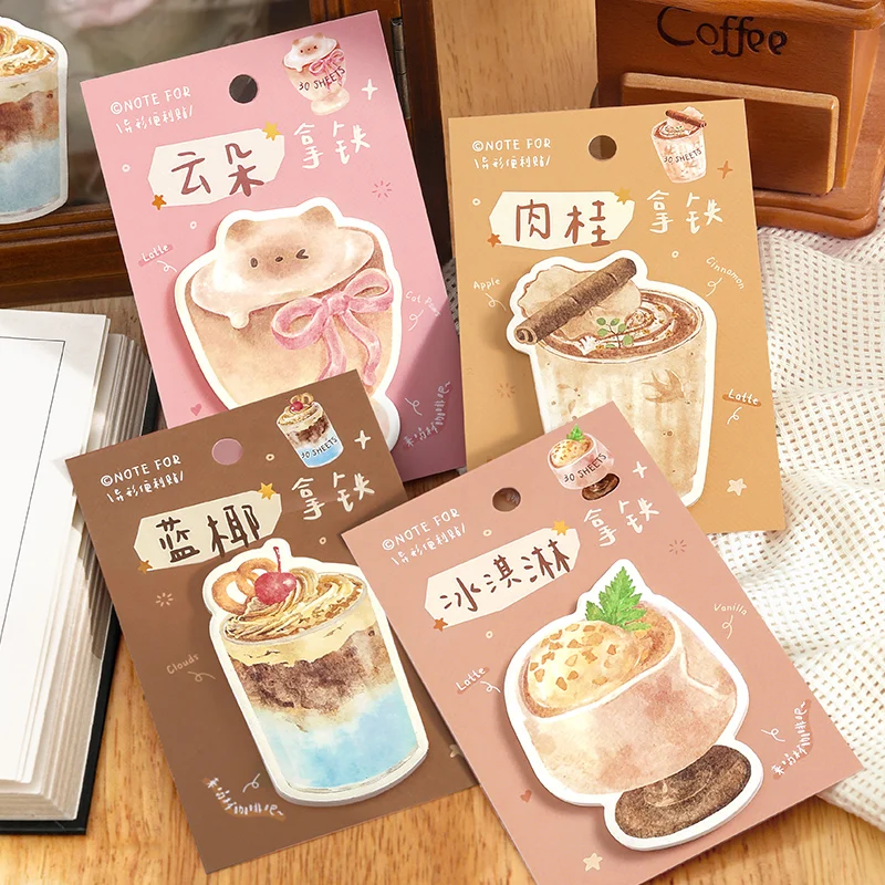Gift NOTE FOR Notes Slow Life Coffee Series Retro Drink Notebook Message Memo Kawai Stationery Office Accessories Memo Pad