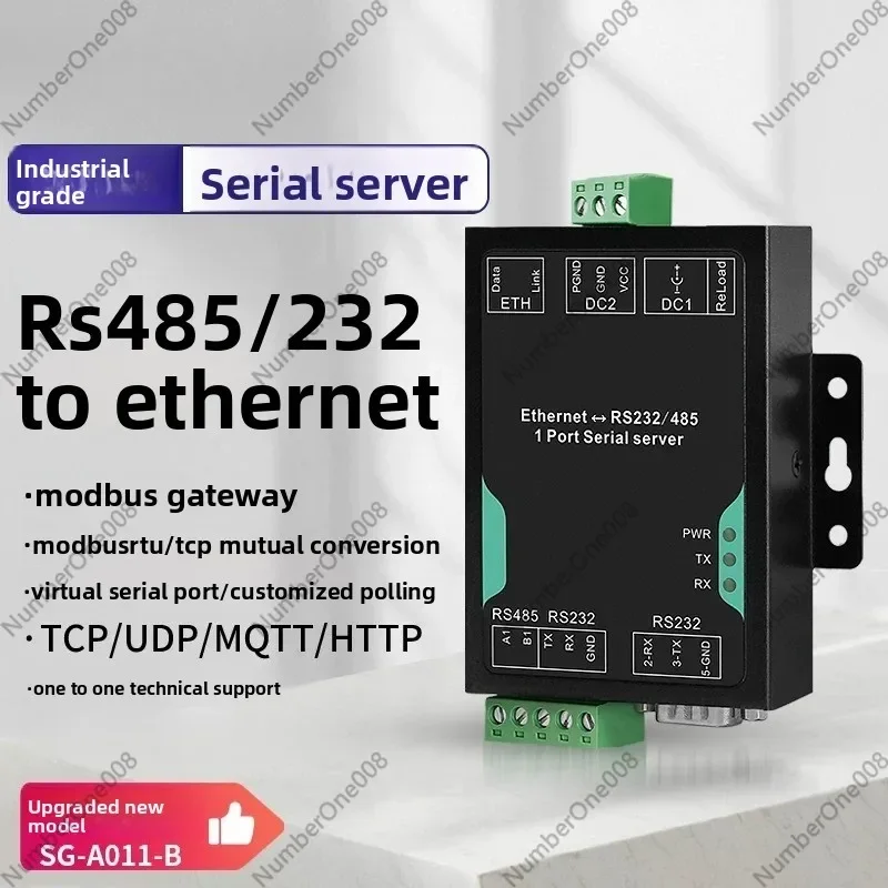 Industrial RS485 To Ethernet Serial Server, Modbus Gateway with MQTT, RS232 To LAN Converter DIN Rail Mount