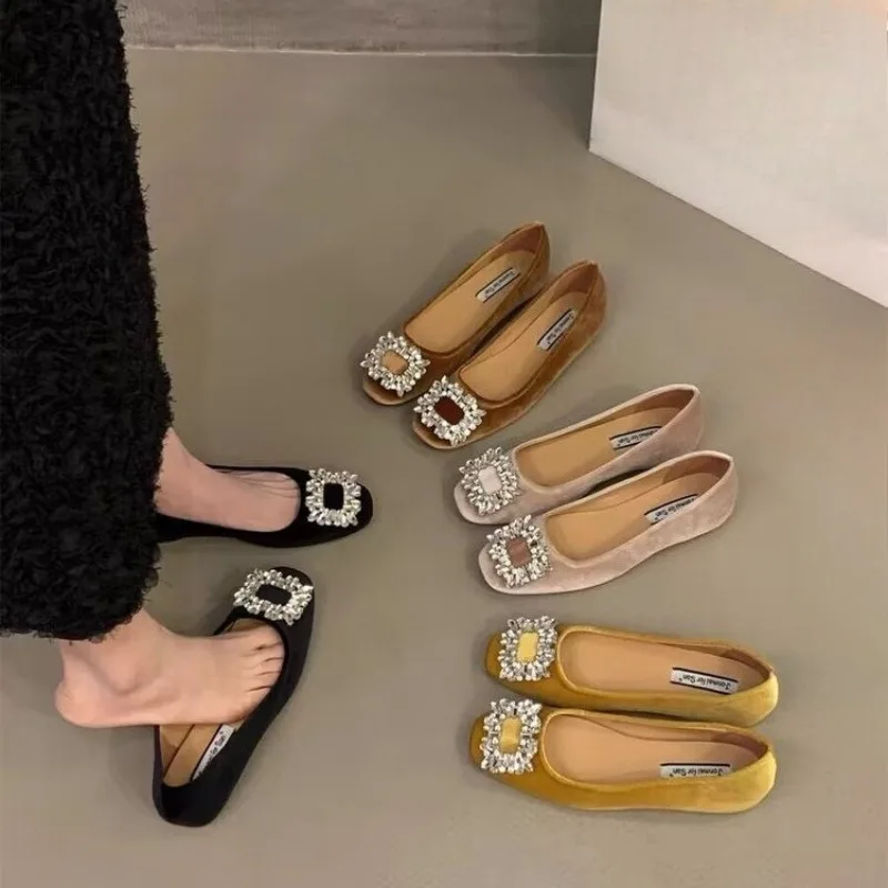 

НОВИНКА Женские одинарные туфли с квадратной пряжкой и бриллиантами, весенне-осенний стиль, универсальные элегантные туфли Женская Обувь