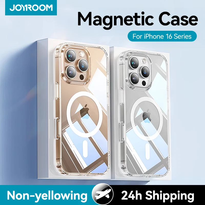 Joyroom Magnetic Case For iPhone 16 Pro Max Case Transparent Cover For iPhone 15 Pro Wireless Charger Magnet Cover Anti Yellow