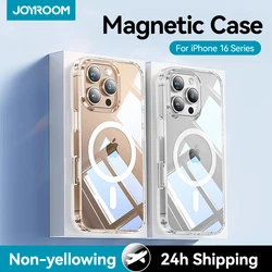 Joyroom Magnetic Case For iPhone 16 Pro Max Case Transparent Cover For iPhone 15 Pro Wireless Charger Magnet Cover Anti Yellow