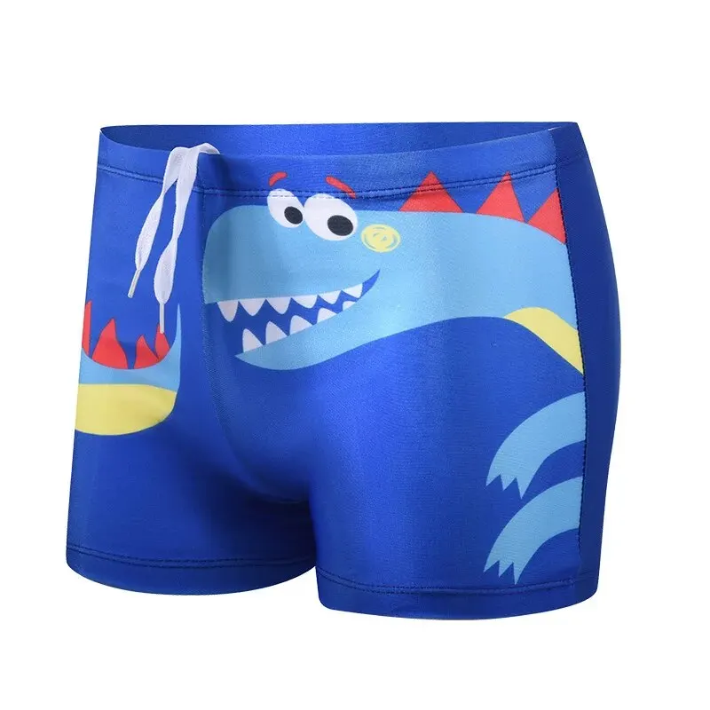 Summer Boys Kids Cartoon Cute Dinosaur Pattern Flat Angle Quick Drying Children\'s Swim Trunks