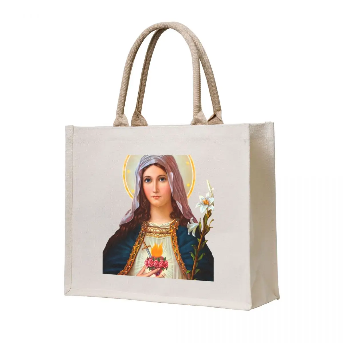 

Immaculate Heart of Mary - II (transparent background design) Tote Bag custom tote bag Canvas bag for women shopping
