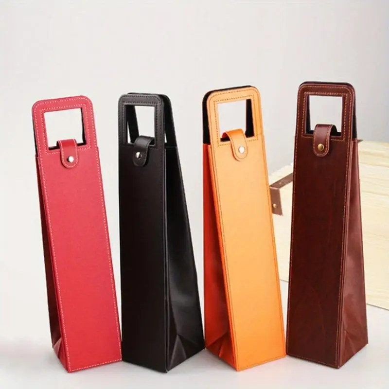 1PC New Fashion Simple Style High Grade Leather Wine Gift Packaging for Beverage Present