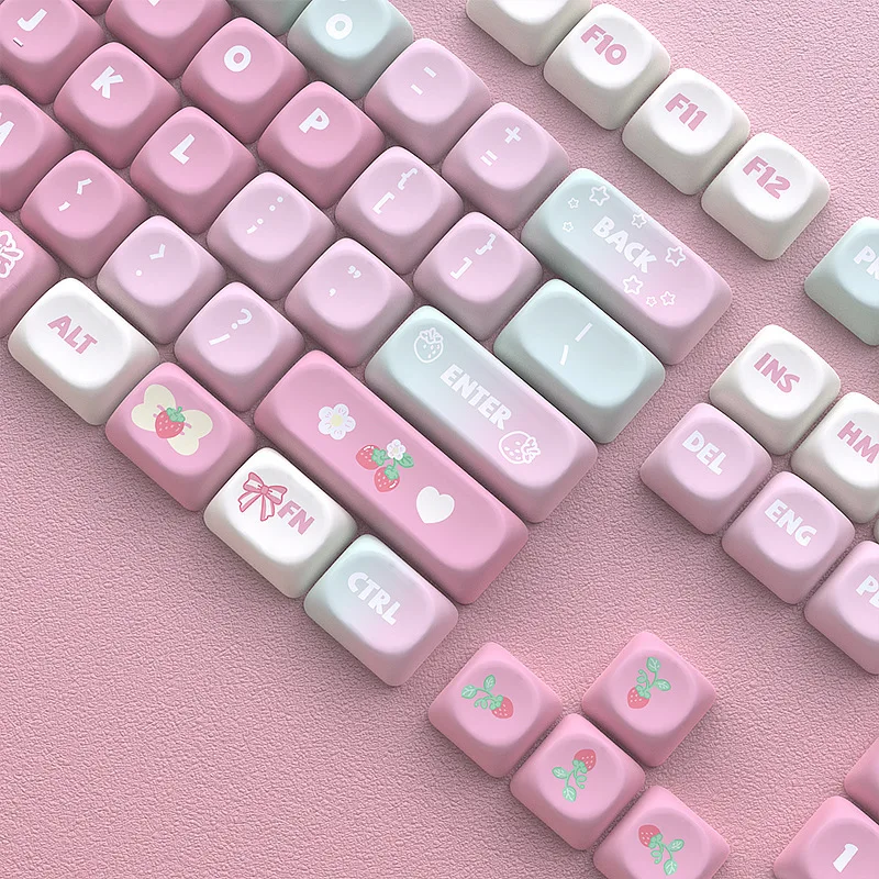 Strawberry color berry good summer keycap MOA sublimation 131 key position small full set of mechanical keyboard customization