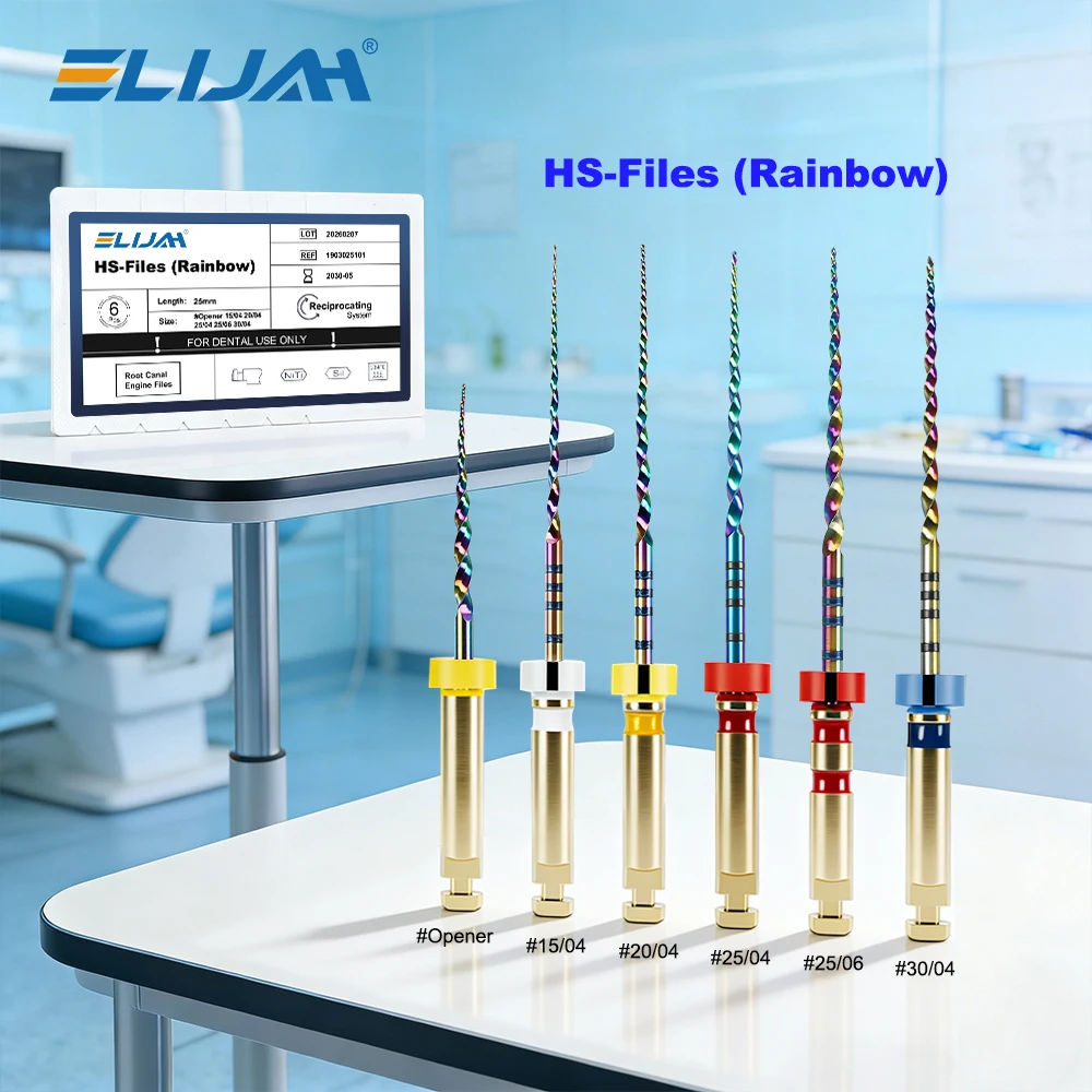 

ELIJAH 6Pcs/Box Rainbow Dental Endodontic Rotary Files NiTi Heat Treated for Root Canal Treatment Autoclavable Dental Clinic