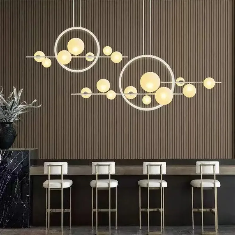 

Подвесной светодиодный светильник Bubble Glass Line Circle в скандинавском стиле для столовой, лобби отеля, дома, дизайнерская лампа для декора