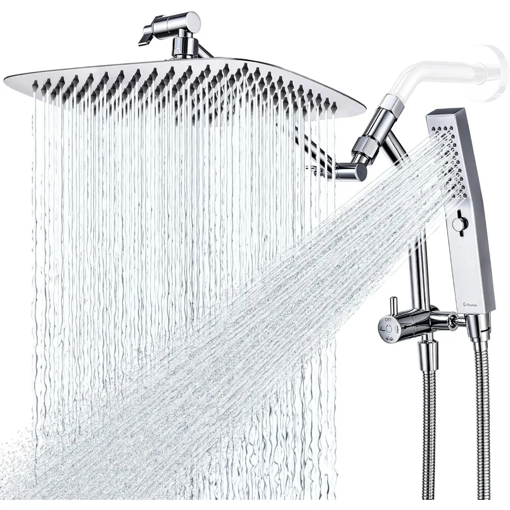 

All Metal 12 Shower Head with Massage Mode Handheld, Rain and Handheld Spray Combo, 3-Way Diverter